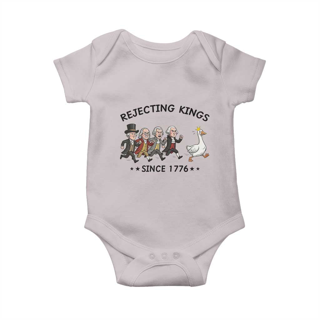 Rejecting Kings Since 1776 Baby Onesie Funny Founding Fathers Chasing Royal Goose