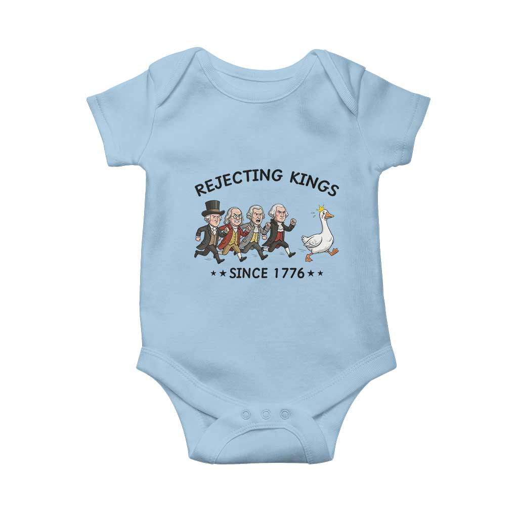 Rejecting Kings Since 1776 Baby Onesie Funny Founding Fathers Chasing Royal Goose