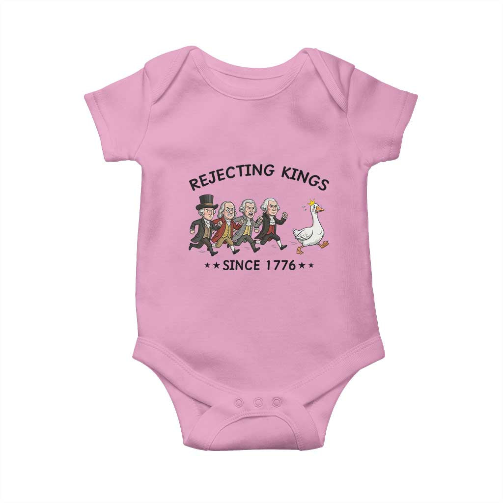 Rejecting Kings Since 1776 Baby Onesie Funny Founding Fathers Chasing Royal Goose