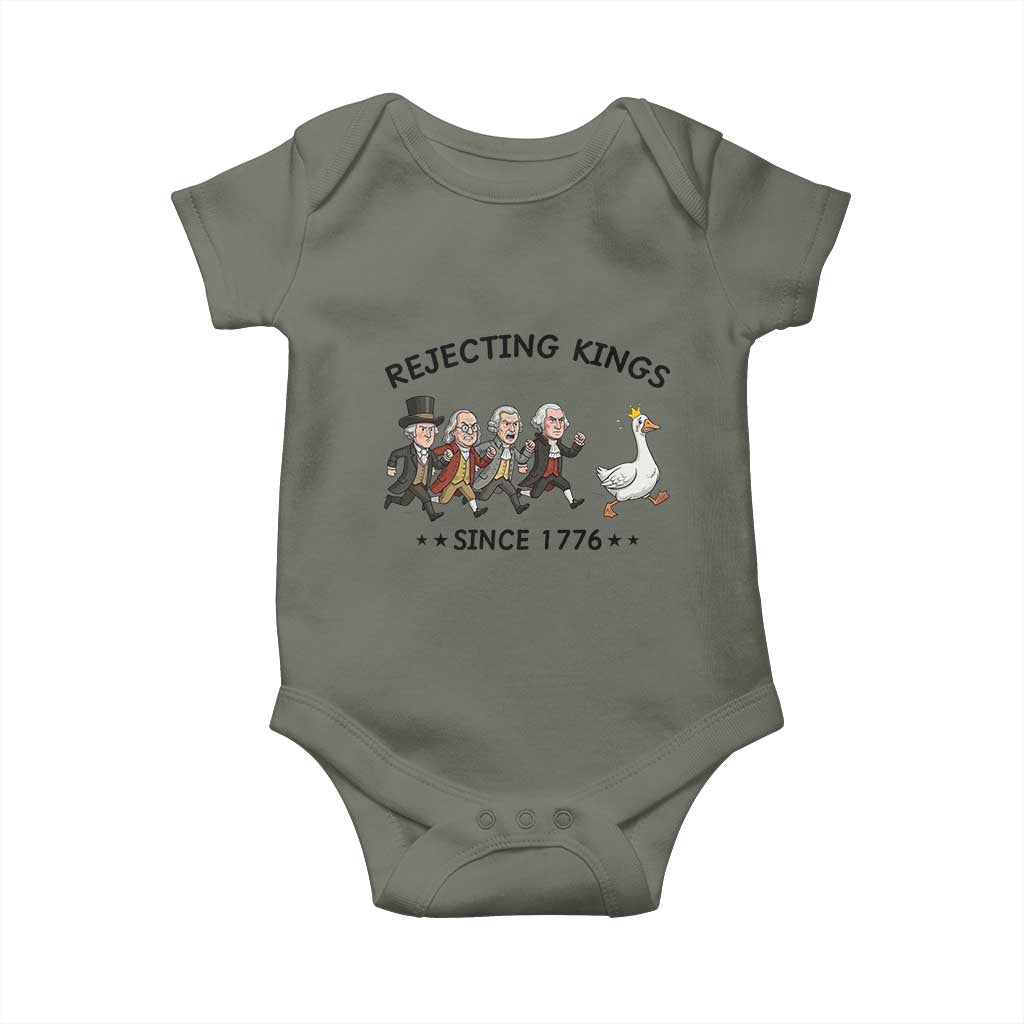 Rejecting Kings Since 1776 Baby Onesie Funny Founding Fathers Chasing Royal Goose