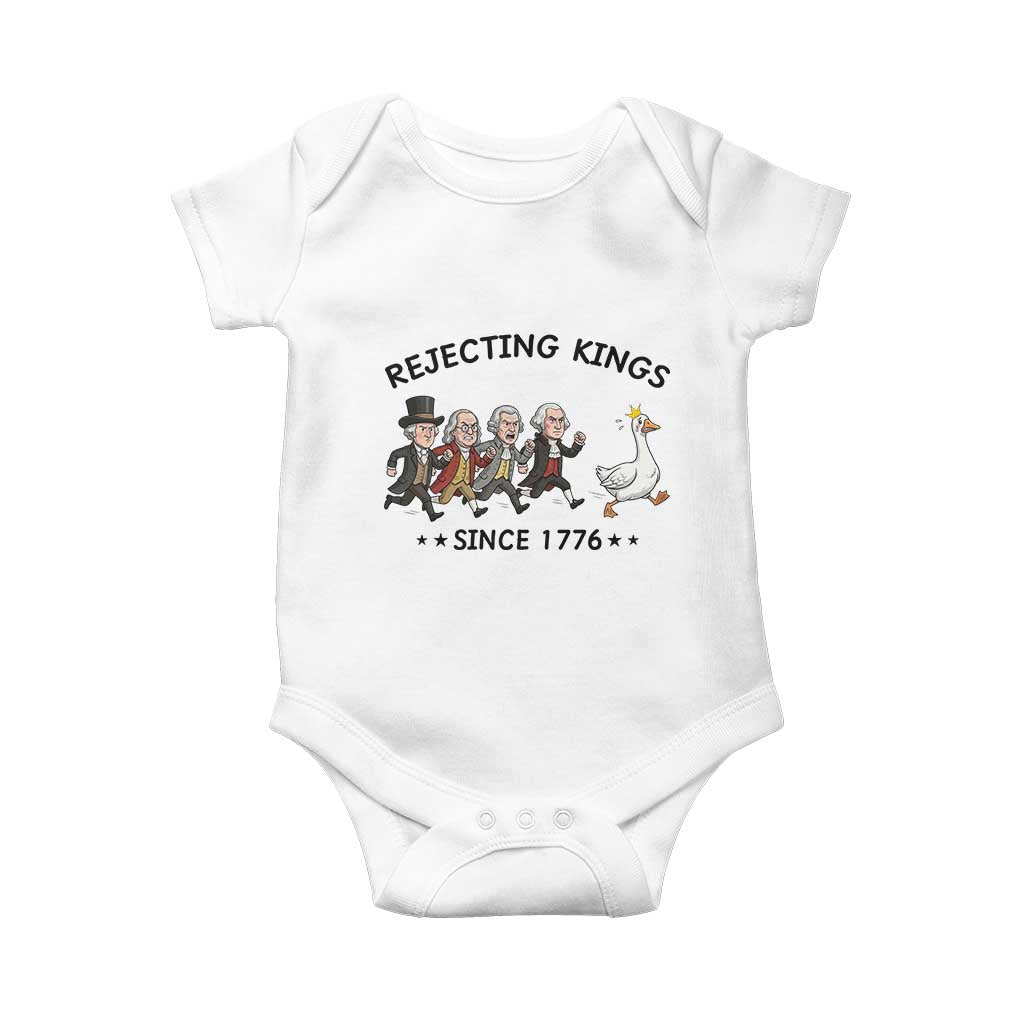 Rejecting Kings Since 1776 Baby Onesie Funny Founding Fathers Chasing Royal Goose