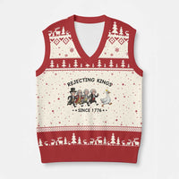 Rejecting Kings Since 1776 V-Neck Knit Sweater Vest Funny Founding Fathers Chasing Royal Goose