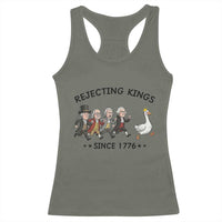 Rejecting Kings Since 1776 Racerback Tank Top Funny Founding Fathers Chasing Royal Goose