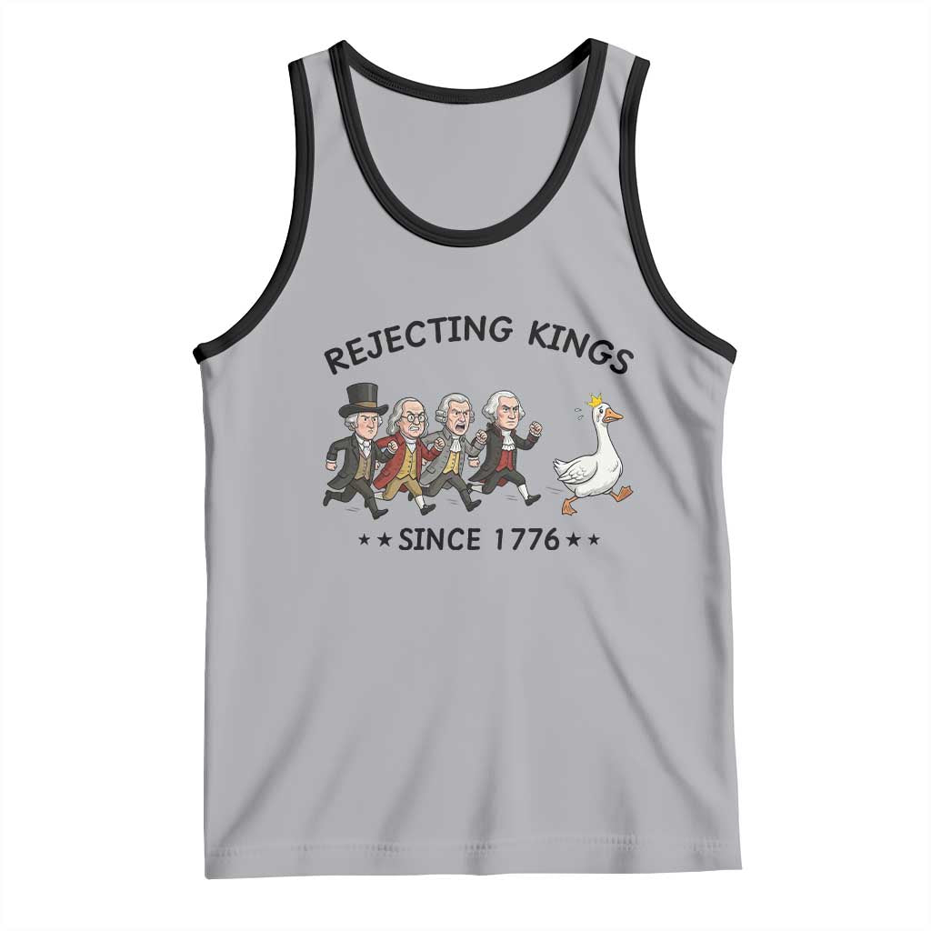 Rejecting Kings Since 1776 Tank Top Funny Founding Fathers Chasing Royal Goose