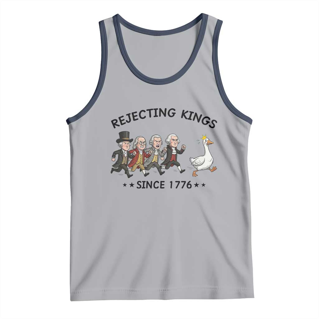 Rejecting Kings Since 1776 Tank Top Funny Founding Fathers Chasing Royal Goose