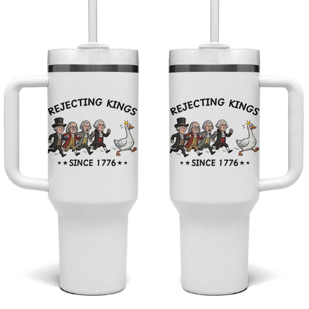 Rejecting Kings Since 1776 Tumbler With Handle Funny Founding Fathers Chasing Royal Goose