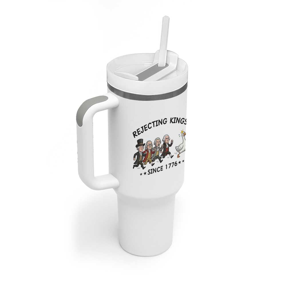 Rejecting Kings Since 1776 Tumbler With Handle Funny Founding Fathers Chasing Royal Goose