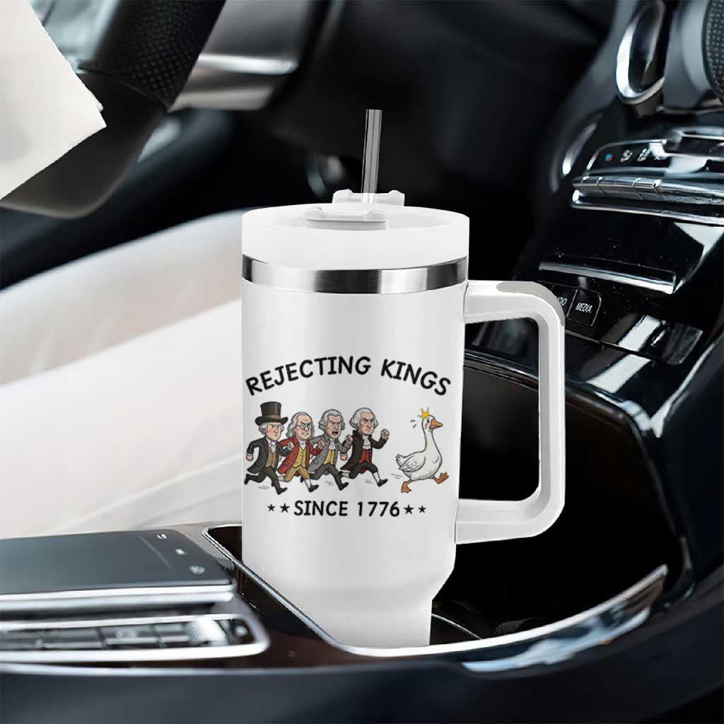 Rejecting Kings Since 1776 Tumbler With Handle Funny Founding Fathers Chasing Royal Goose