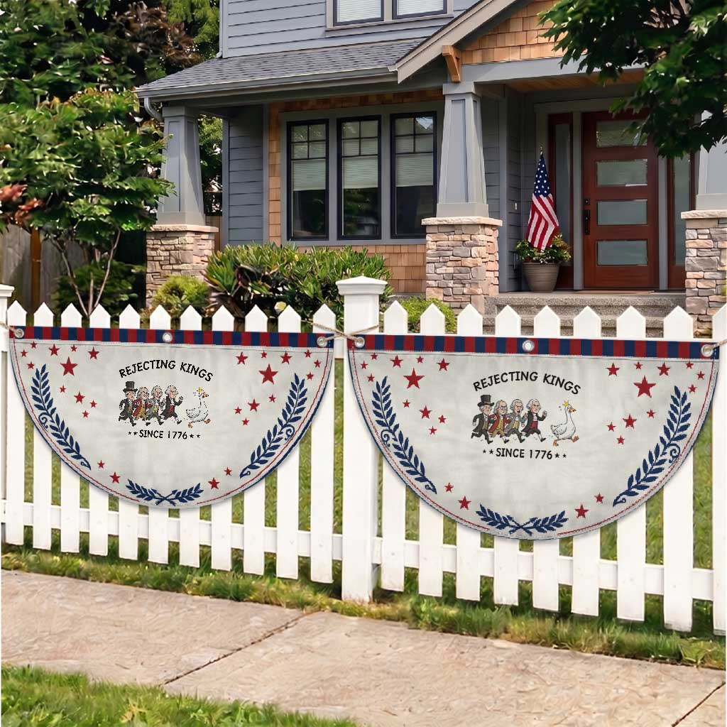 Rejecting Kings Since 1776 Patriotic Fan Flag Funny Founding Fathers Chasing Royal Goose