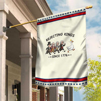 Rejecting Kings Since 1776 Garden Flag Funny Founding Fathers Chasing Royal Goose