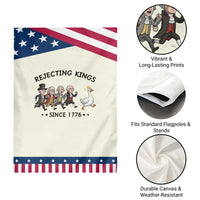 Rejecting Kings Since 1776 Garden Flag Funny Founding Fathers Chasing Royal Goose