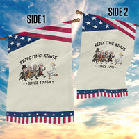 Rejecting Kings Since 1776 Garden Flag Funny Founding Fathers Chasing Royal Goose