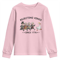 Rejecting Kings Since 1776 Youth Sweatshirt Funny Founding Fathers Chasing Royal Goose