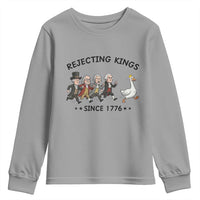 Rejecting Kings Since 1776 Youth Sweatshirt Funny Founding Fathers Chasing Royal Goose