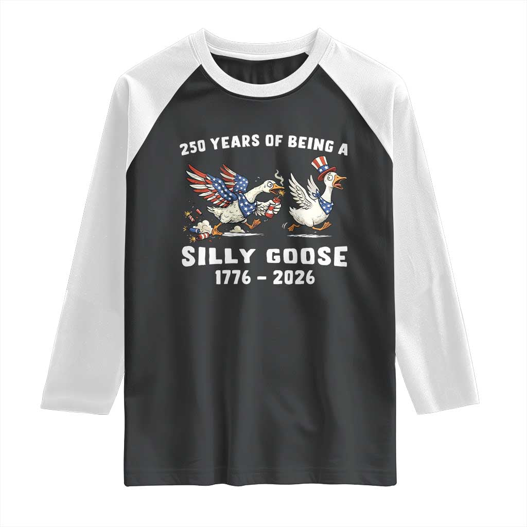 Funny Patriotic Goose Raglan Shirt 250 Years Of Being A Silly Goose