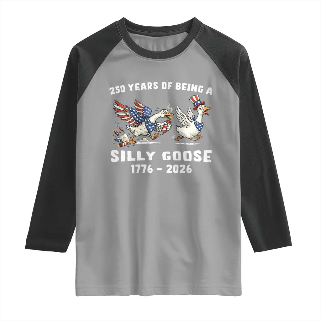 Funny Patriotic Goose Raglan Shirt 250 Years Of Being A Silly Goose