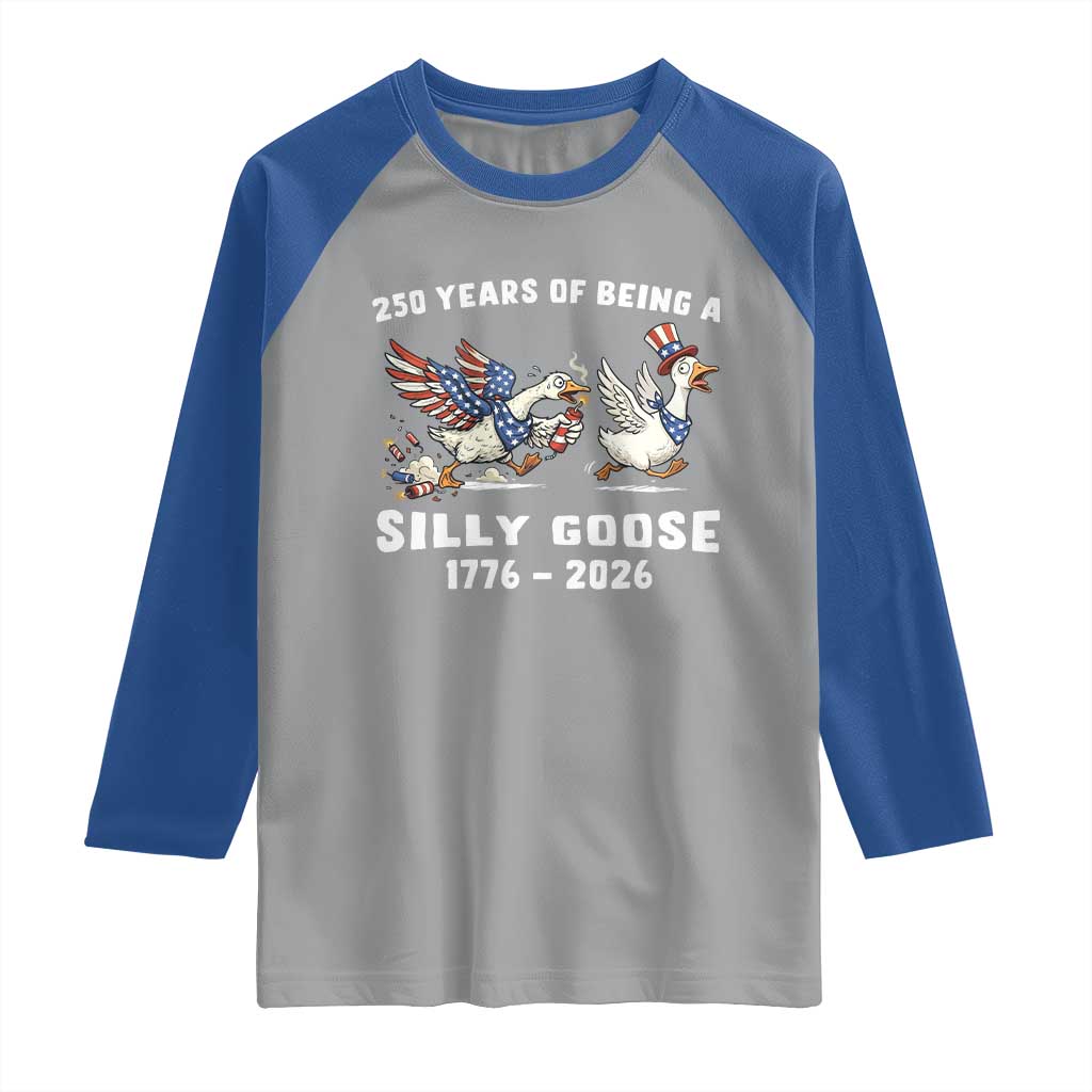 Funny Patriotic Goose Raglan Shirt 250 Years Of Being A Silly Goose