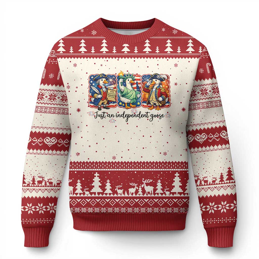 Just An Independent Goose Ugly Christmas Sweater Funny Patriotic Goose