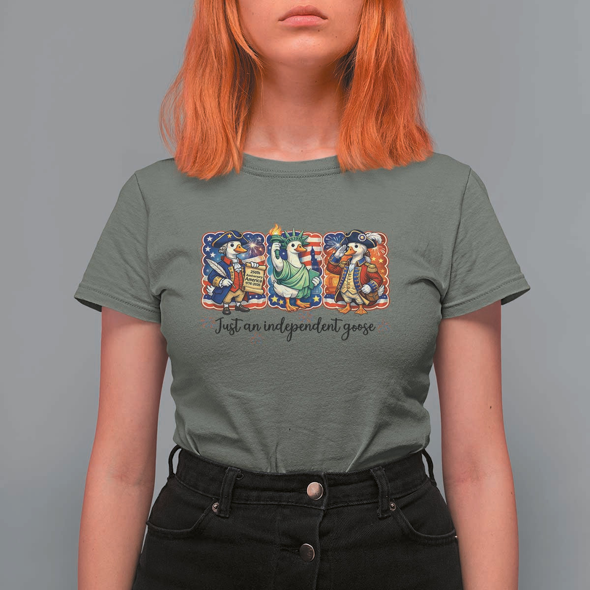Just An Independent Goose T Shirt For Women Funny Patriotic Goose