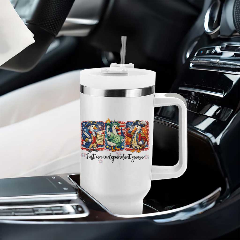 Just An Independent Goose Tumbler With Handle Funny Patriotic Goose