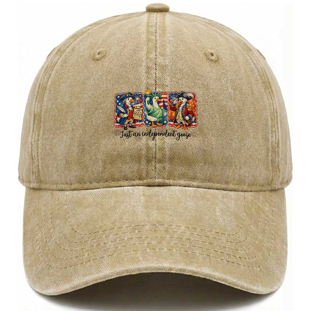 Just An Independent Goose Washed Cotton Baseball Cap Funny Patriotic Goose