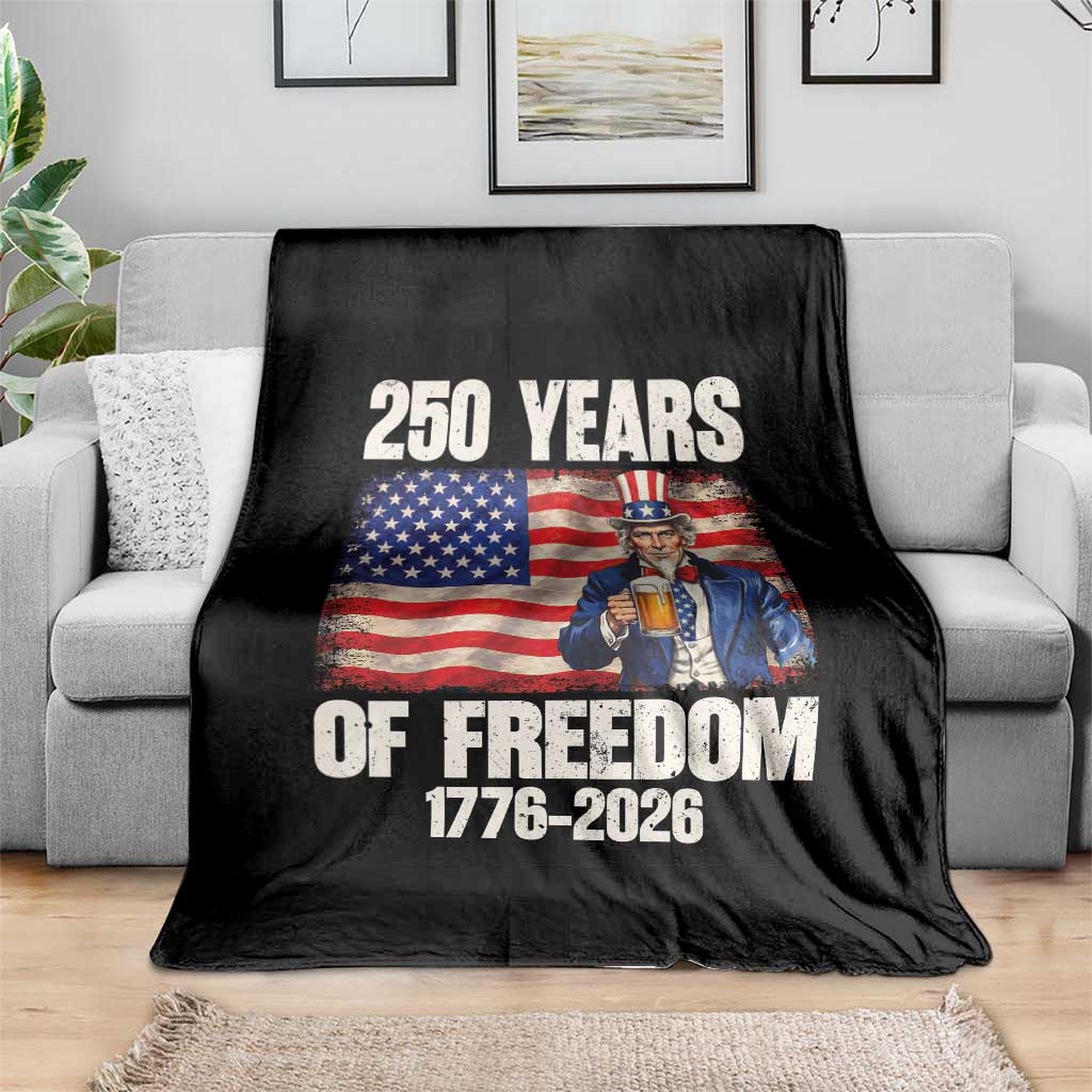 250 Years Of Freedom Throw Blanket Patriotic Uncle Sam