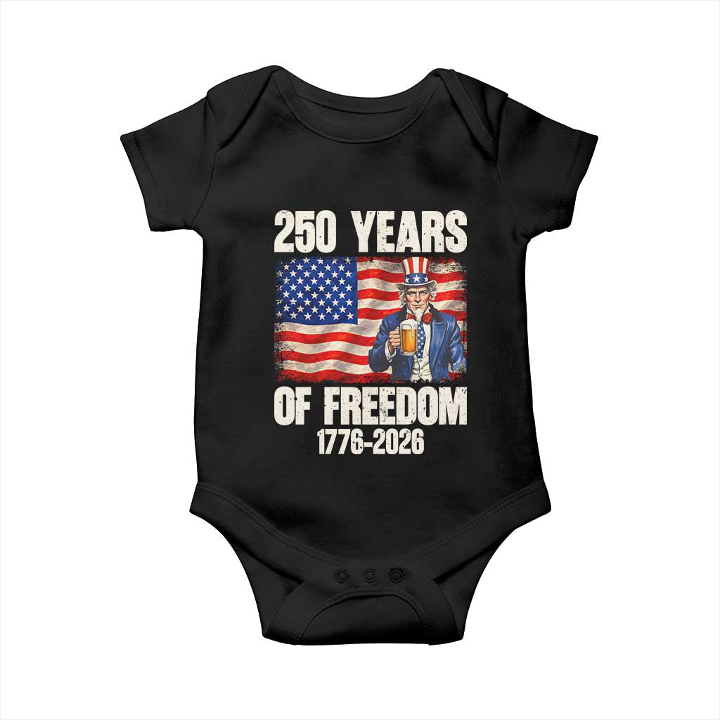 250 Years Of Freedom Baby Onesie Patriotic Uncle Sam