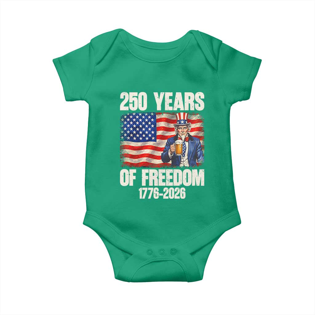 250 Years Of Freedom Baby Onesie Patriotic Uncle Sam