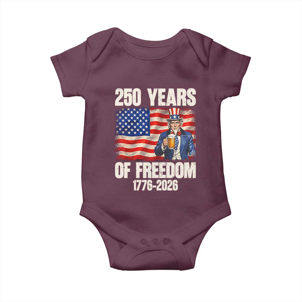 250 Years Of Freedom Baby Onesie Patriotic Uncle Sam