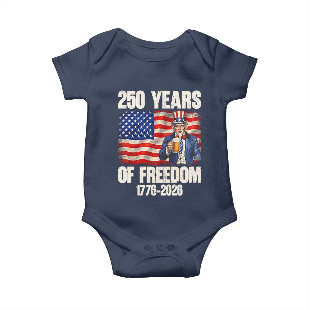 250 Years Of Freedom Baby Onesie Patriotic Uncle Sam