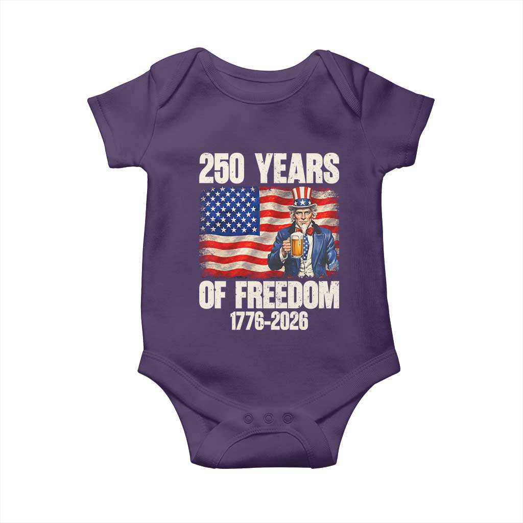 250 Years Of Freedom Baby Onesie Patriotic Uncle Sam
