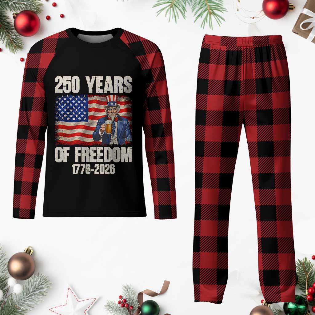 250 Years Of Freedom Plaid Pajama Set Patriotic Uncle Sam