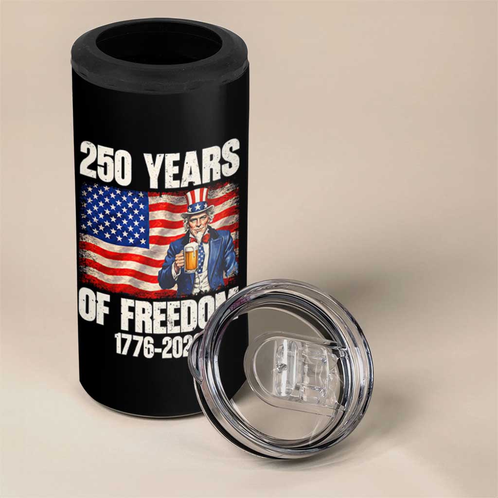250 Years Of Freedom 4 in 1 Can Cooler Tumbler Patriotic Uncle Sam