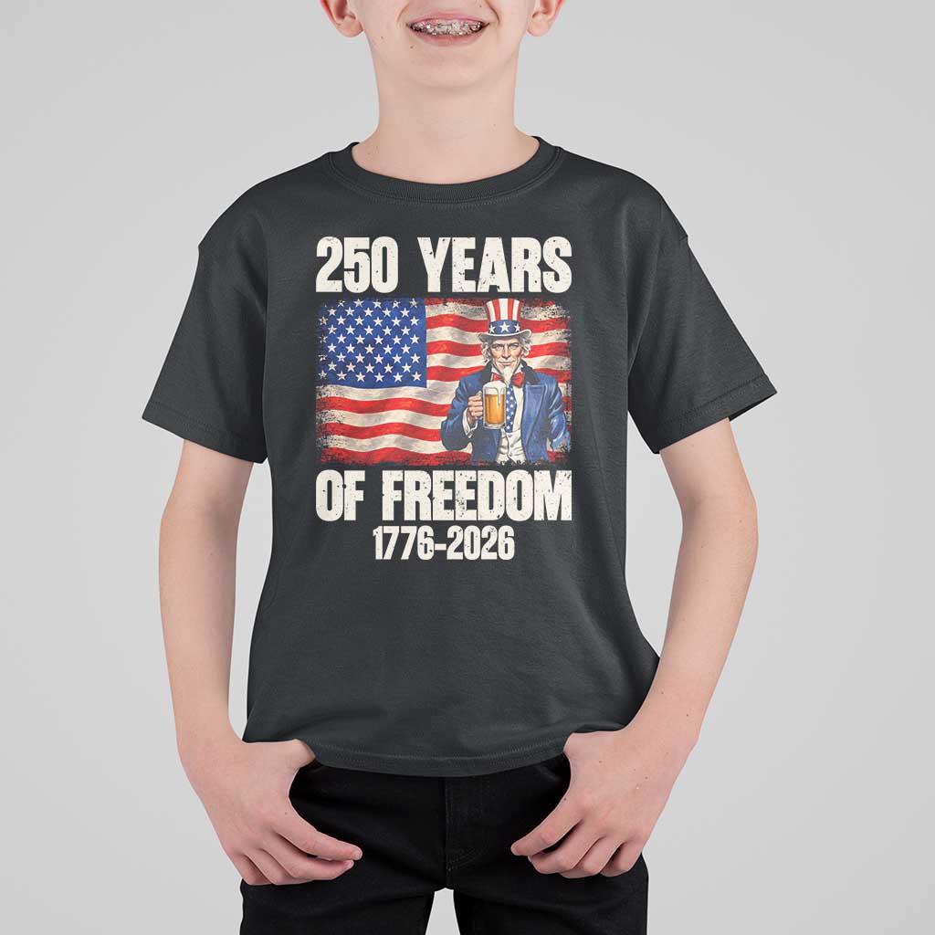 250 Years Of Freedom T Shirt For Kid Patriotic Uncle Sam