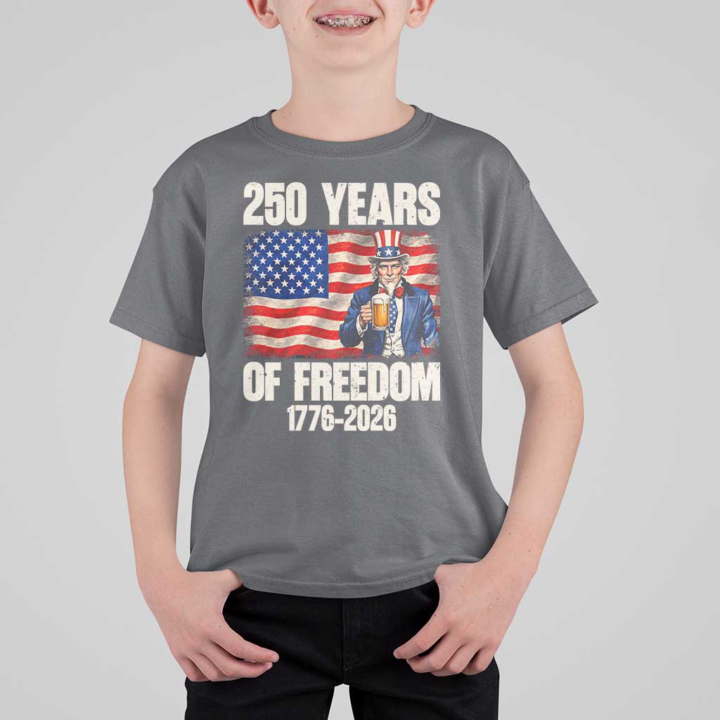 250 Years Of Freedom T Shirt For Kid Patriotic Uncle Sam