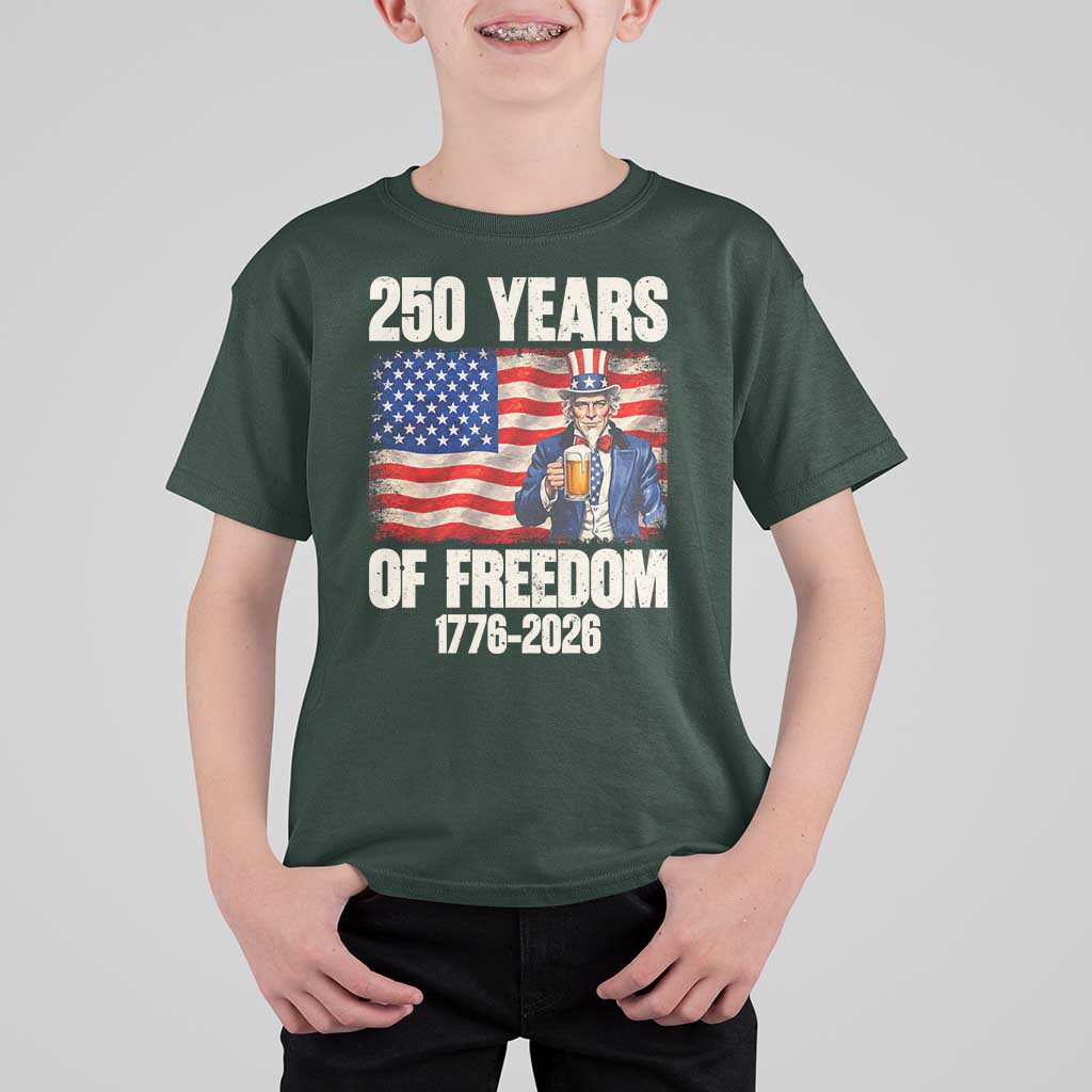 250 Years Of Freedom T Shirt For Kid Patriotic Uncle Sam