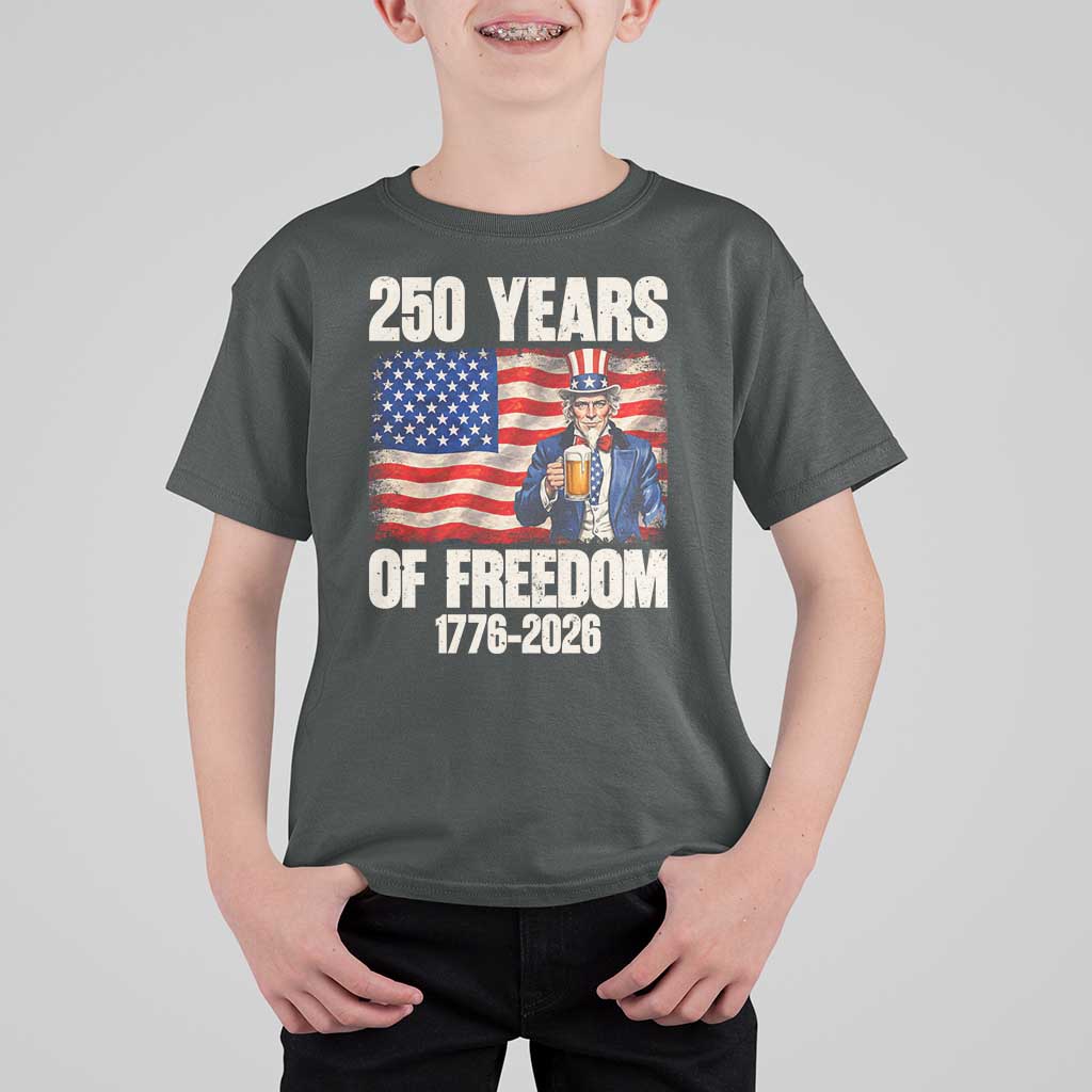 250 Years Of Freedom T Shirt For Kid Patriotic Uncle Sam