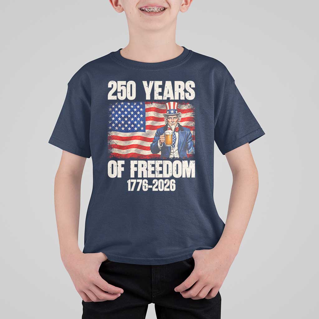 250 Years Of Freedom T Shirt For Kid Patriotic Uncle Sam
