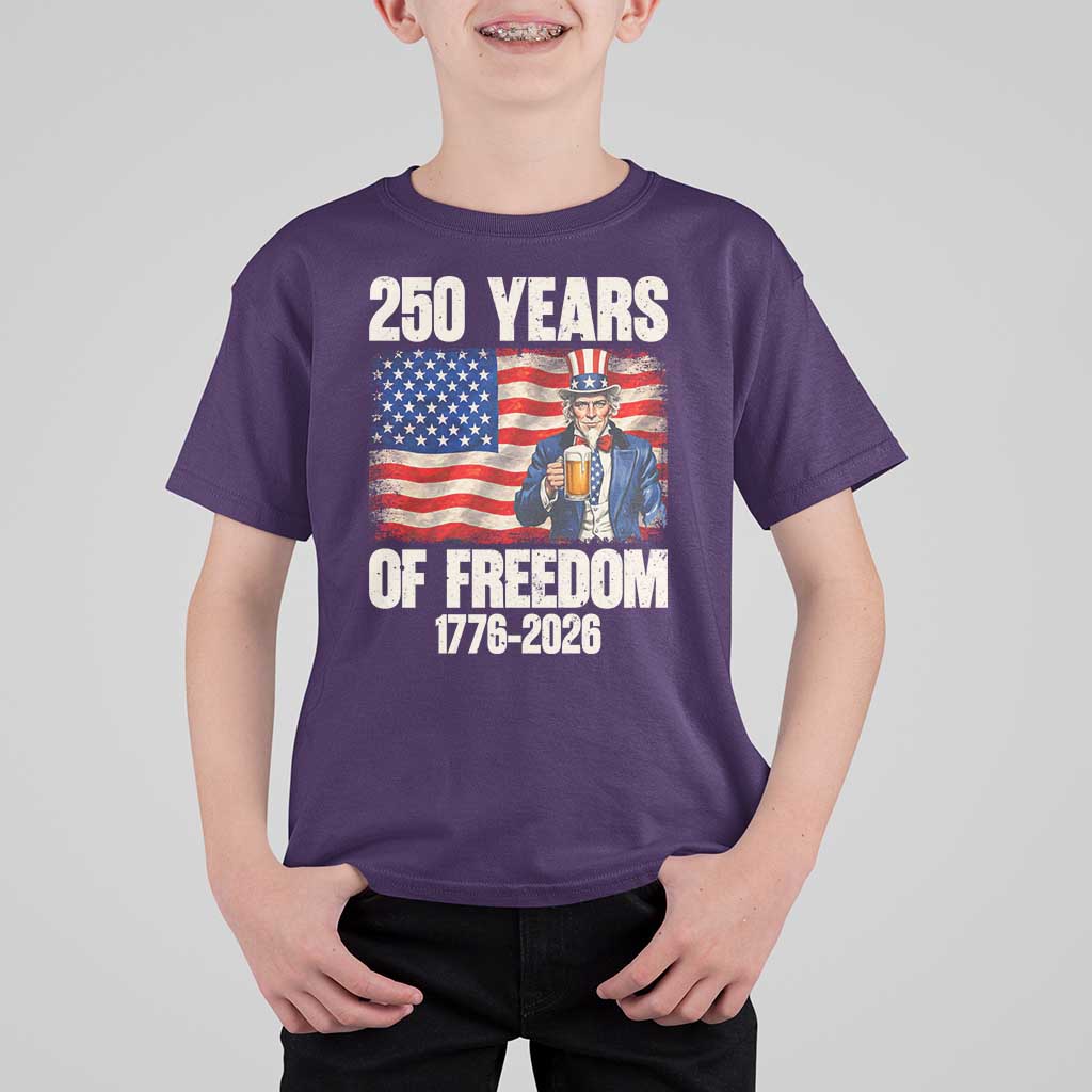 250 Years Of Freedom T Shirt For Kid Patriotic Uncle Sam