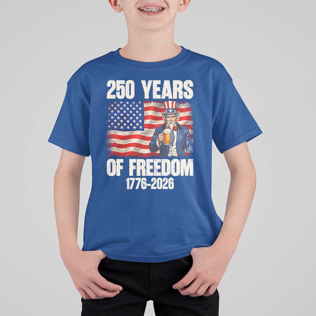 250 Years Of Freedom T Shirt For Kid Patriotic Uncle Sam