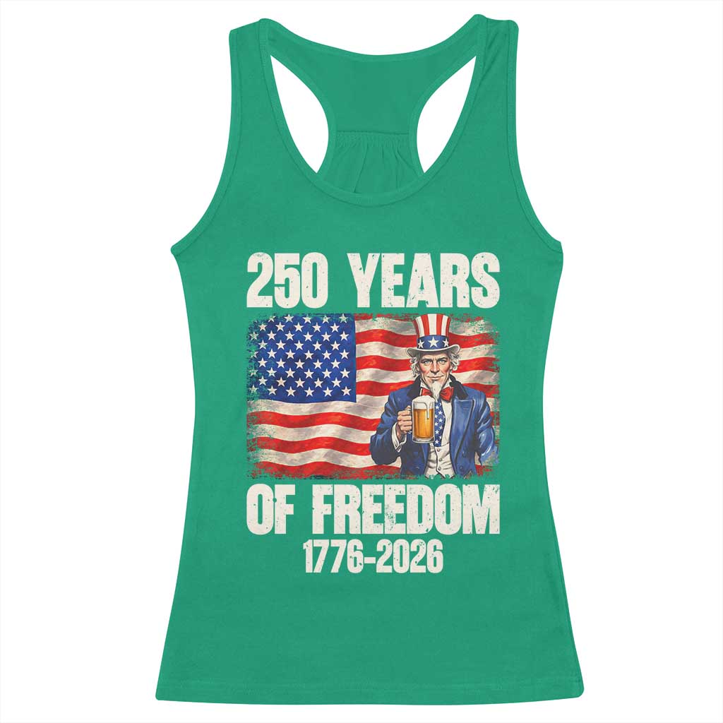 250 Years Of Freedom Racerback Tank Top Patriotic Uncle Sam
