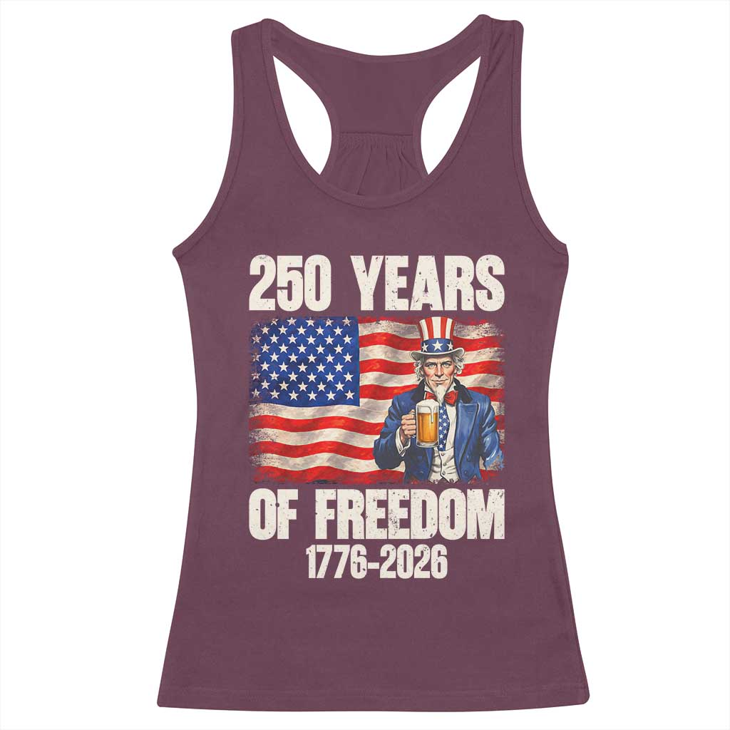 250 Years Of Freedom Racerback Tank Top Patriotic Uncle Sam