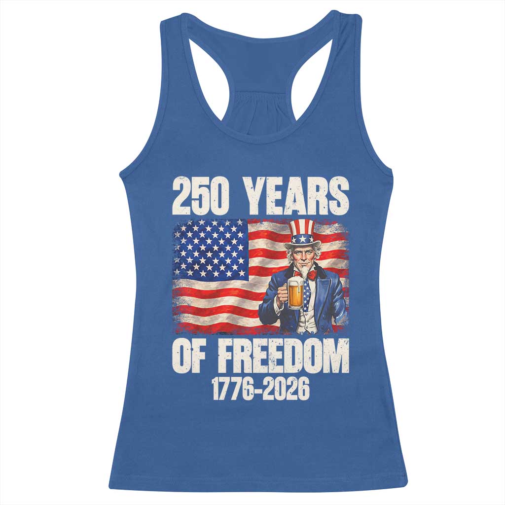 250 Years Of Freedom Racerback Tank Top Patriotic Uncle Sam