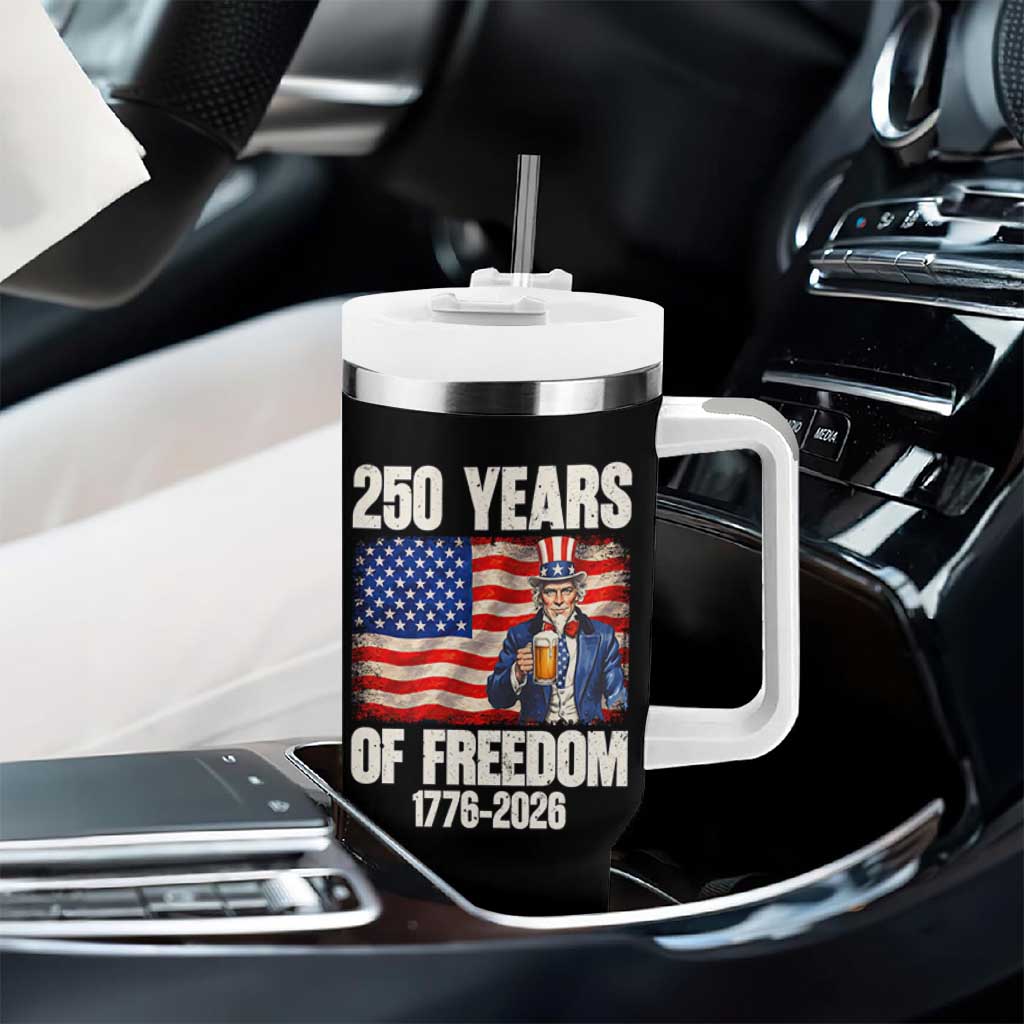 250 Years Of Freedom Tumbler With Handle Patriotic Uncle Sam