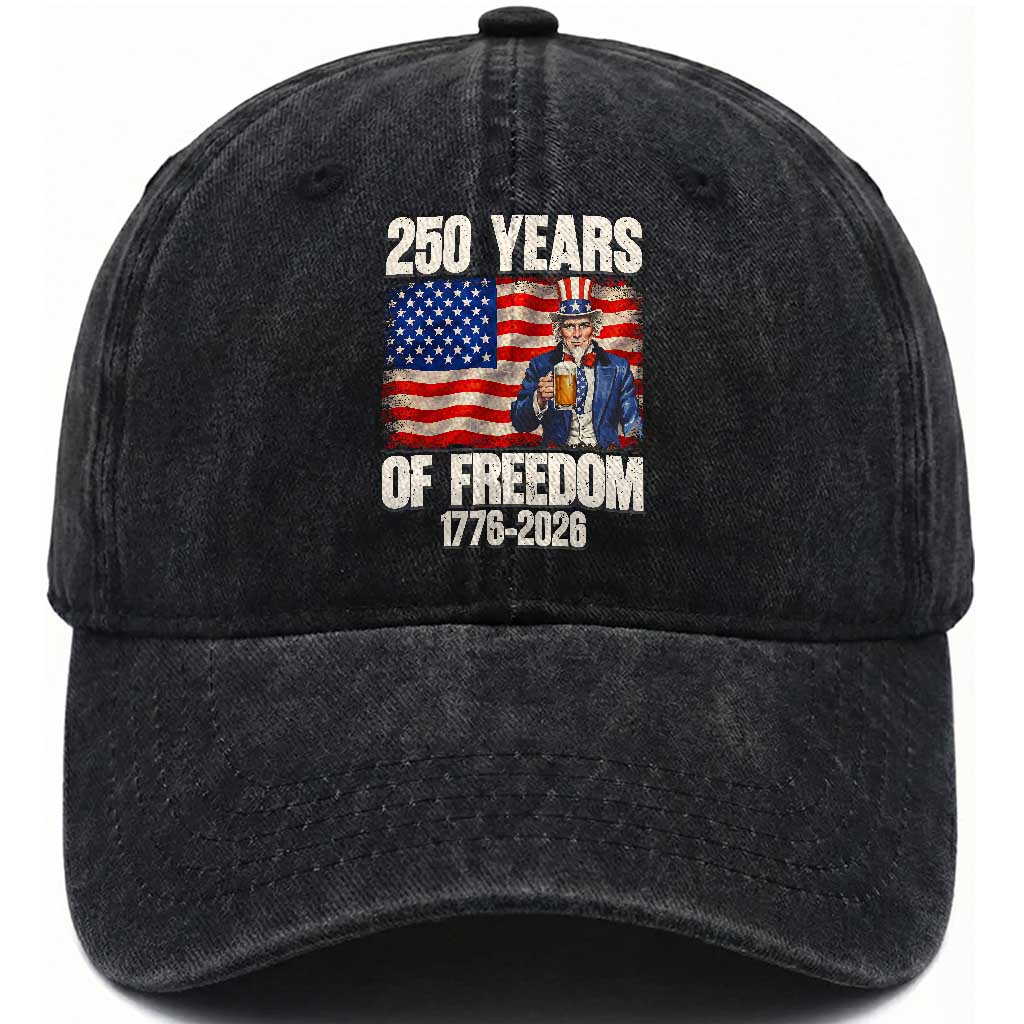 250 Years Of Freedom Washed Cotton Baseball Cap Patriotic Uncle Sam