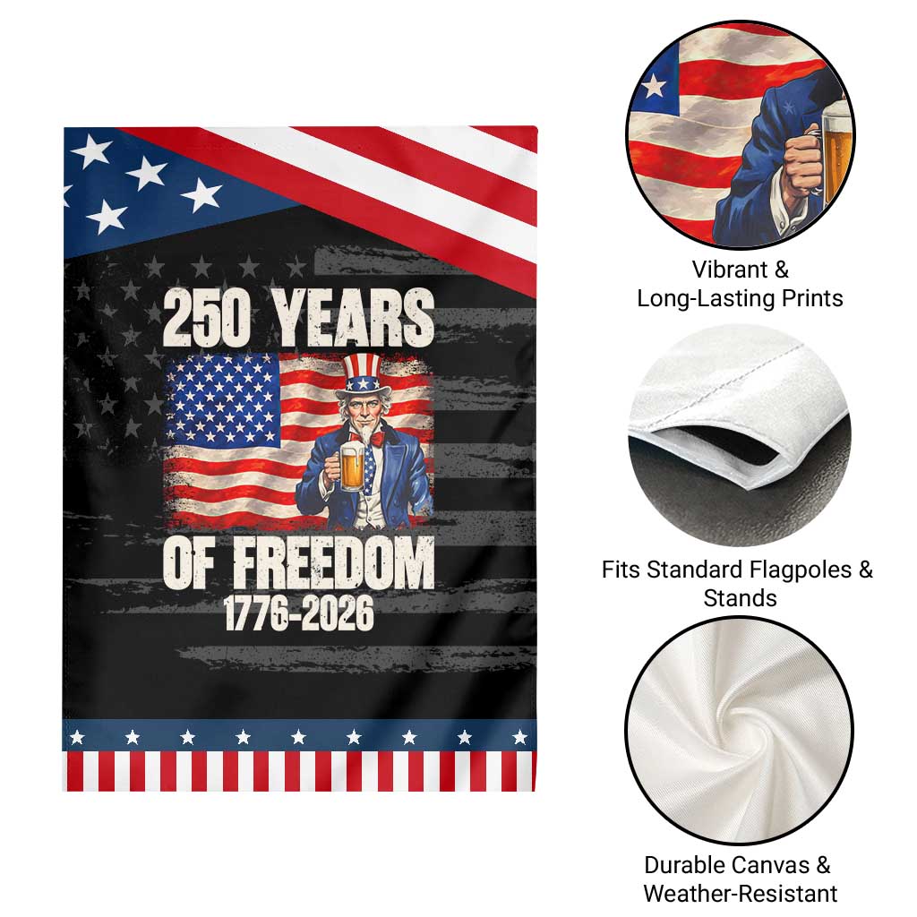 250 Years Of Freedom Garden Flag Patriotic Uncle Sam