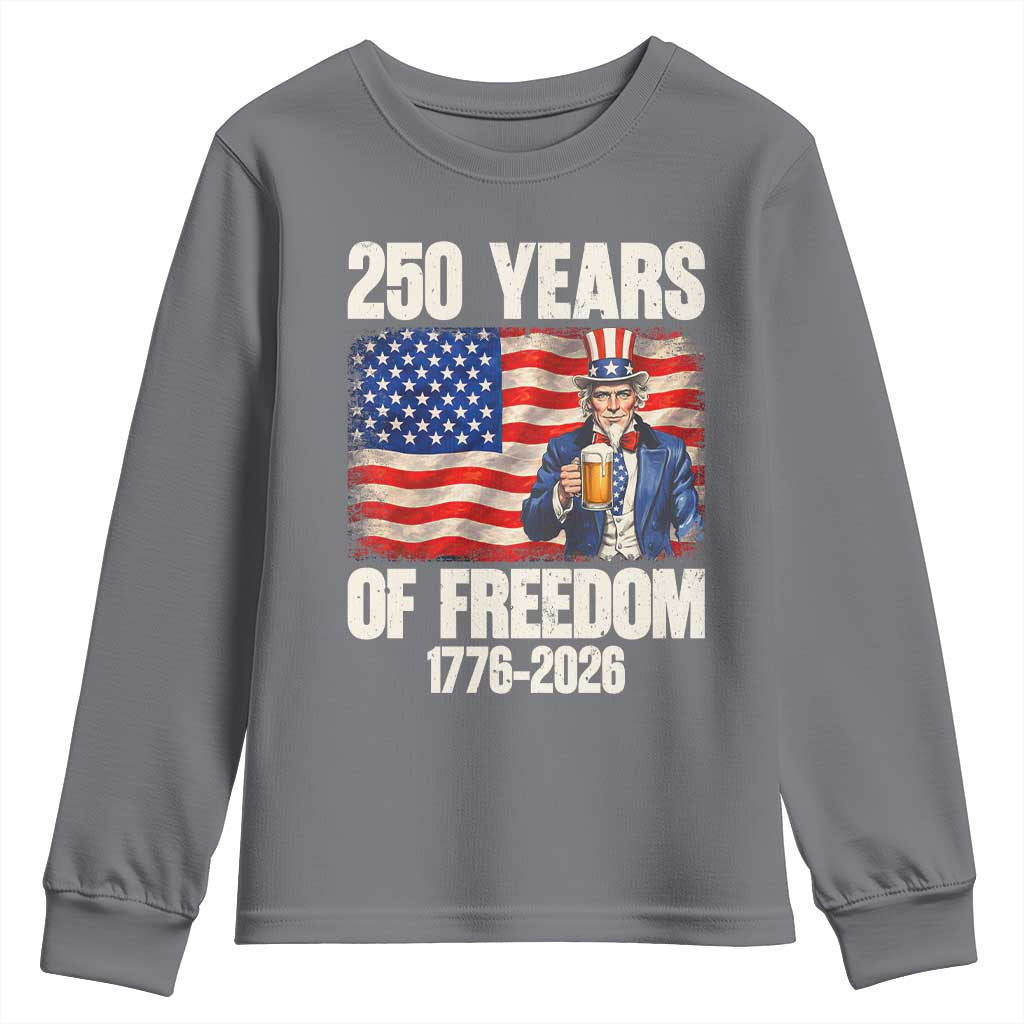 250 Years Of Freedom Youth Sweatshirt Patriotic Uncle Sam