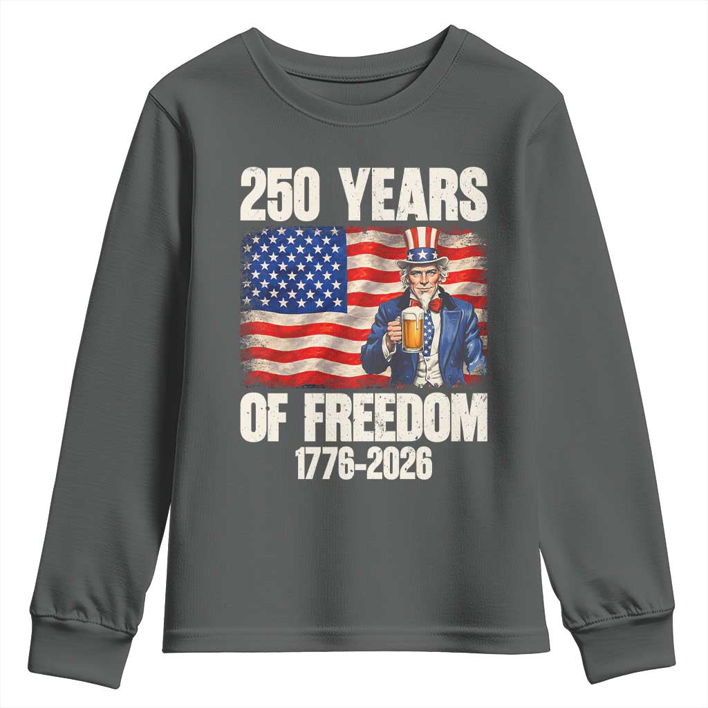250 Years Of Freedom Youth Sweatshirt Patriotic Uncle Sam