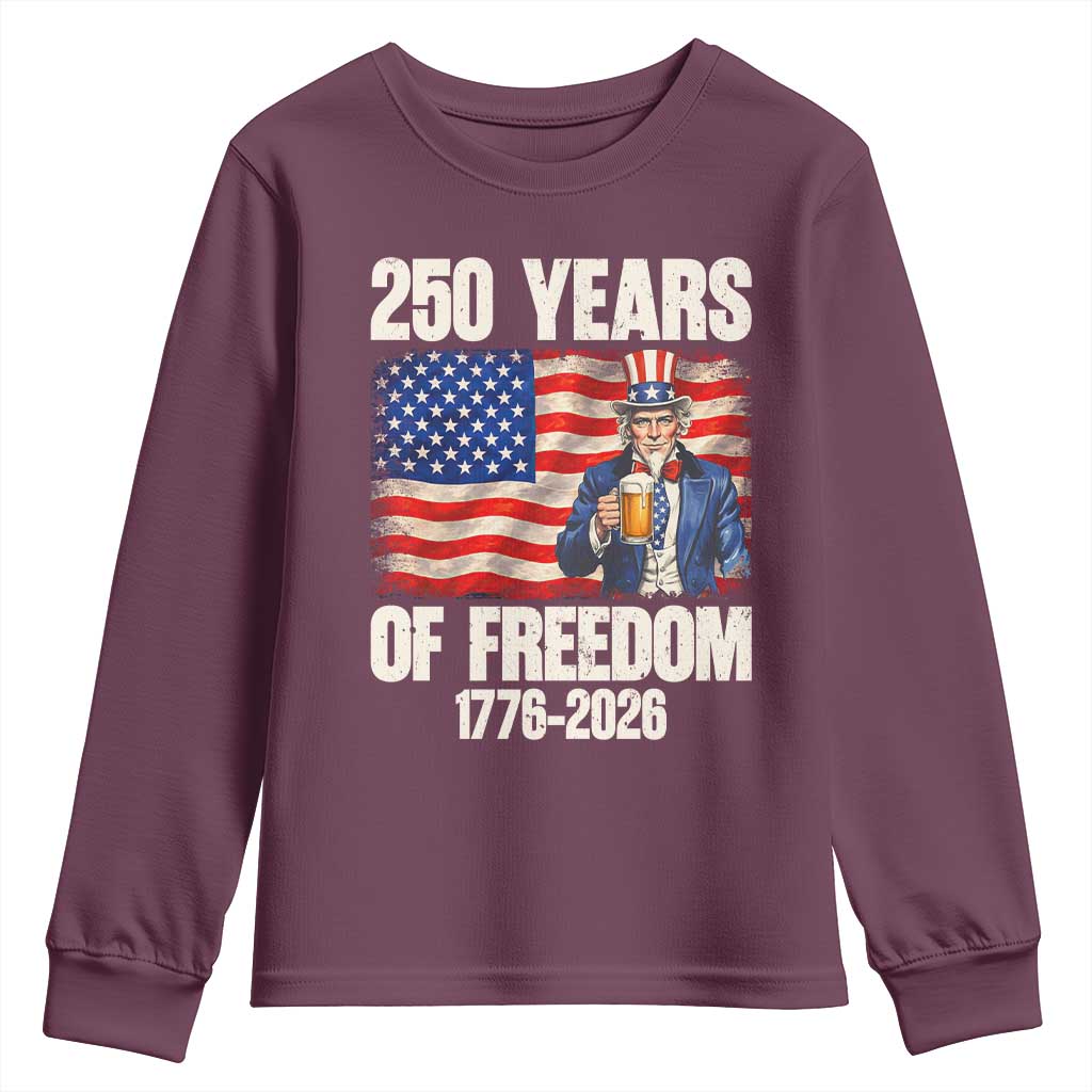 250 Years Of Freedom Youth Sweatshirt Patriotic Uncle Sam