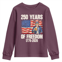 250 Years Of Freedom Youth Sweatshirt Patriotic Uncle Sam
